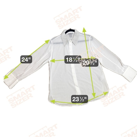H&M Sequin-collared sheer button down blouse shirt - Picture 7 of 7